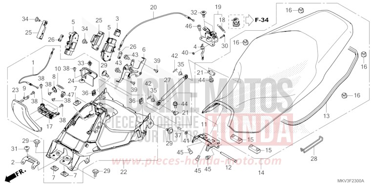 SIEGE/COUVERCLE DU CARBURANT de Forza 750 IRIDIUM GRAY METALLIC (NHC65) 2024